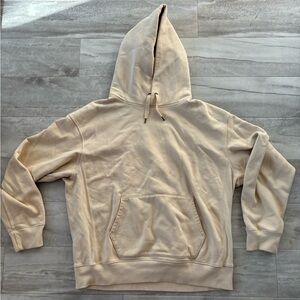 tan uniqlo heavyweight hoodie
